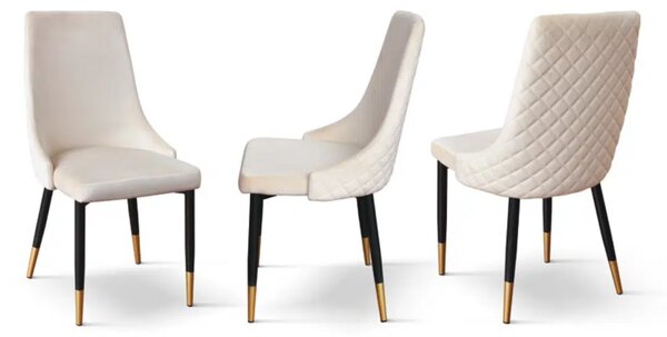 SET 4 Scaune Oro, structura metalica, catifea - BEJ