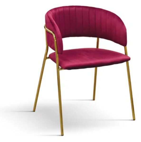 Scaun Milano,structura metalica aurie,catifea - BORDO