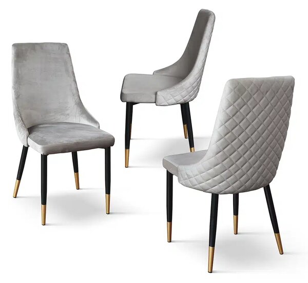 SET 4 Scaune Oro, structura metalica, catifea - VERDE INCHIS