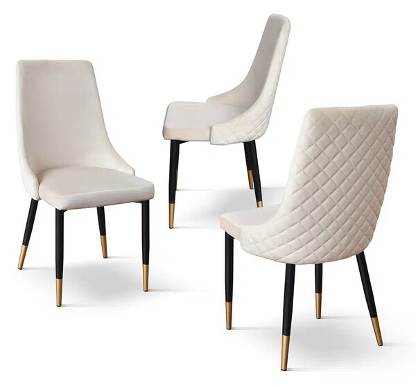 SET 4 Scaune Oro, structura metalica, catifea - VERDE INCHIS
