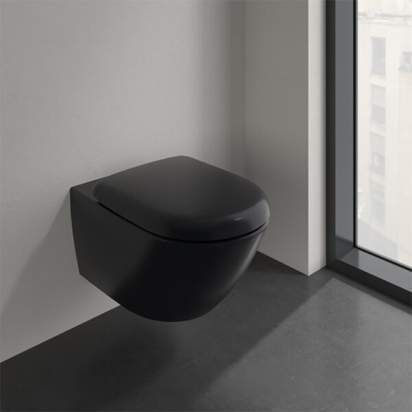 Vas wc suspendat, Villeroy & Boch, Antao, rimless, cu TwistFlush, pure black