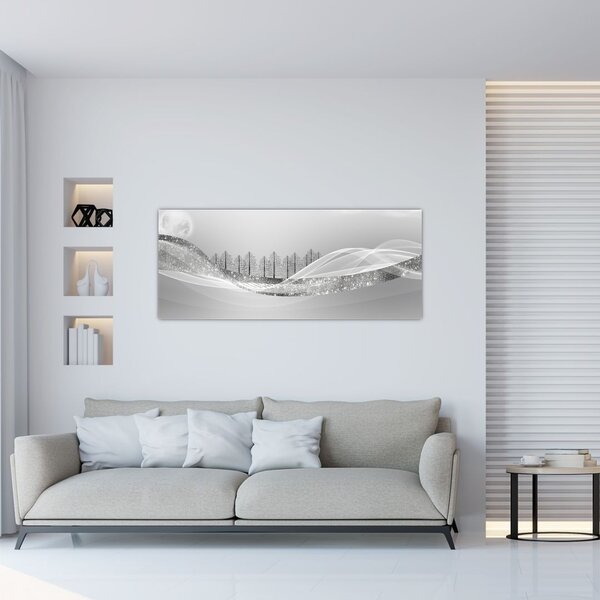 Tablou - Peisaj argintiu (120x50 cm)