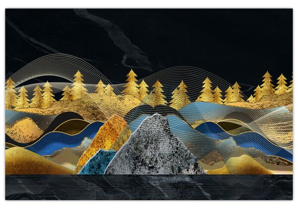 Tablou - Munții aurii (90x60 cm)