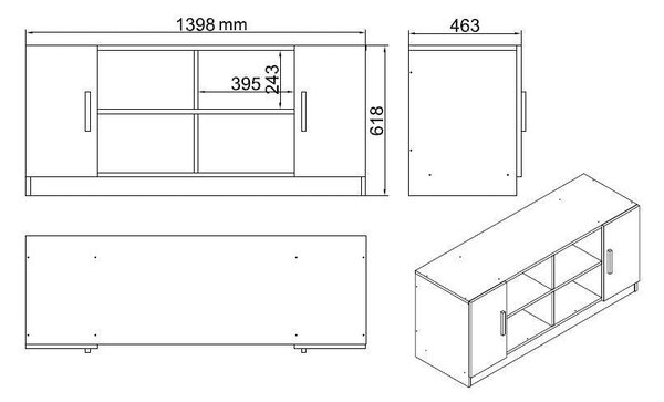 Set mobilier de birou Linta, 5 piese, 140x74x60 cm