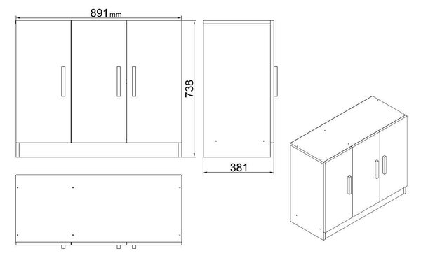 Set de mobilier de birou Barsto, Alb - Nuc - Stejar, 5 piese Elegante, 140x60x74 cm