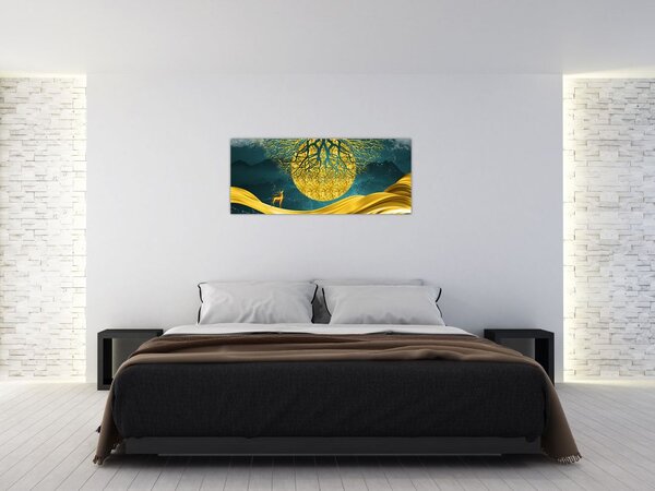 Tablou - Abstract, peisaj auriu (120x50 cm)