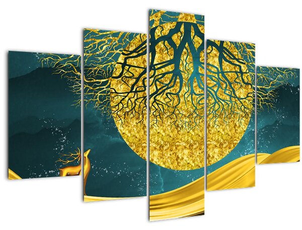 Tablou - Abstract, peisaj auriu (150x105 cm)