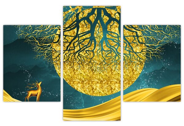 Tablou - Abstract, peisaj auriu (90x60 cm)