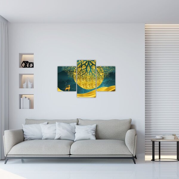 Tablou - Abstract, peisaj auriu (90x60 cm)