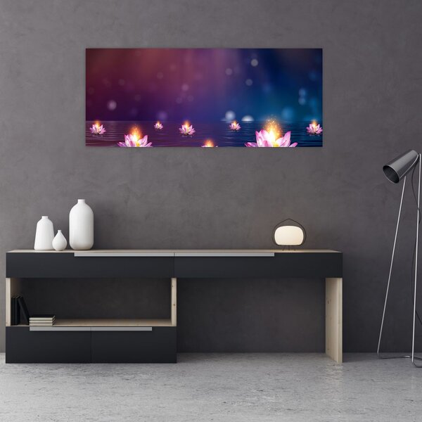 Tablou - Nuferi magici (120x50 cm)
