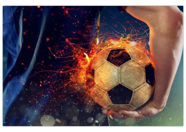 Tablou - Minge de fotbal în flăcări (90x60 cm)