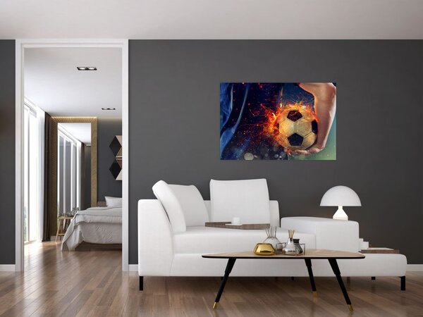 Tablou - Minge de fotbal în flăcări (90x60 cm)