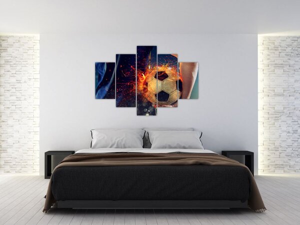 Tablou - Minge de fotbal în flăcări (150x105 cm)