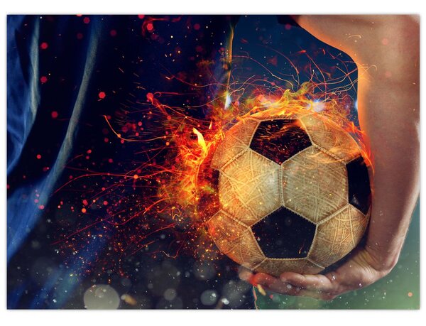 Tablou - Minge de fotbal în flăcări (70x50 cm)