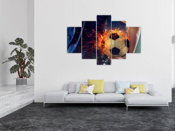 Tablou - Minge de fotbal în flăcări (150x105 cm)