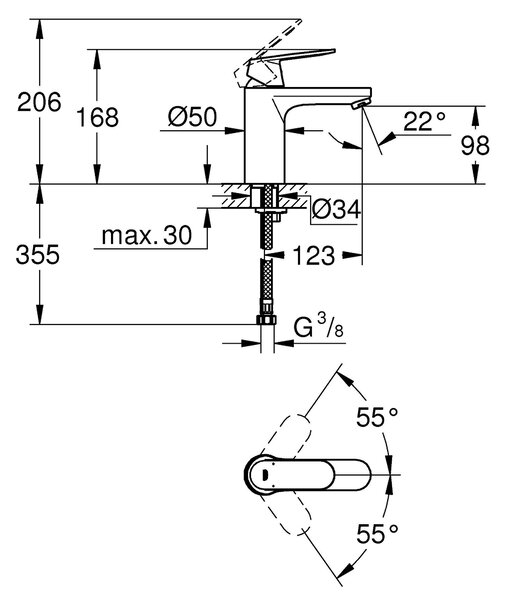 Grohe Eurosmart Cosmopolitan baterie lavoar stativ crom 23327000