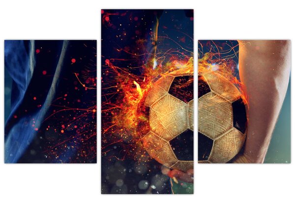 Tablou - Minge de fotbal în flăcări (90x60 cm)