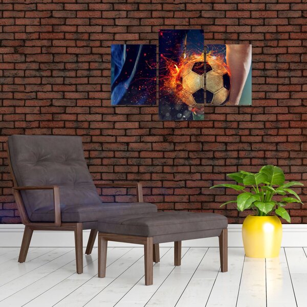 Tablou - Minge de fotbal în flăcări (90x60 cm)