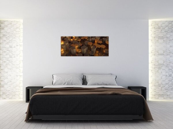 Tablou - Hexagoane de bronz (120x50 cm)