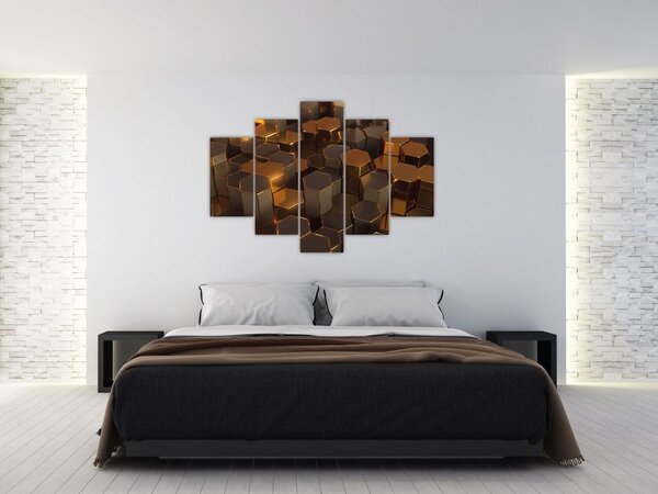 Tablou - Hexagoane de bronz (150x105 cm)