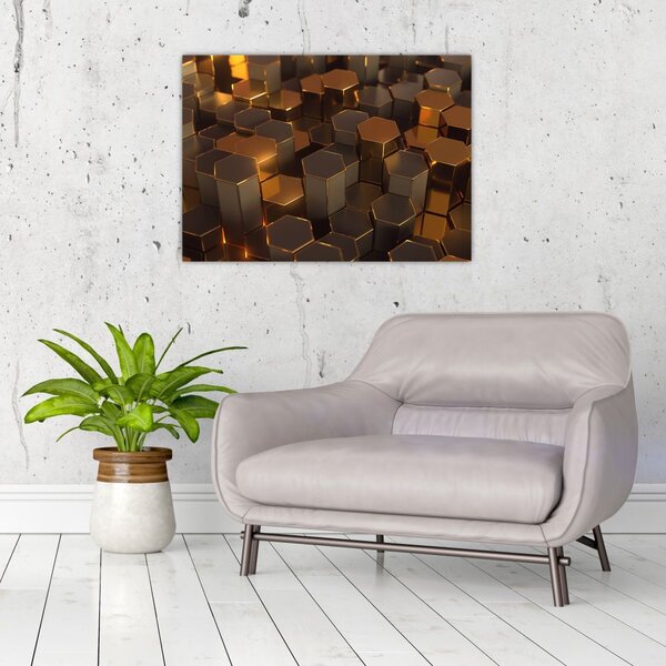 Tablou - Hexagoane de bronz (70x50 cm)