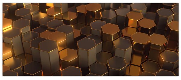 Tablou - Hexagoane de bronz (120x50 cm)