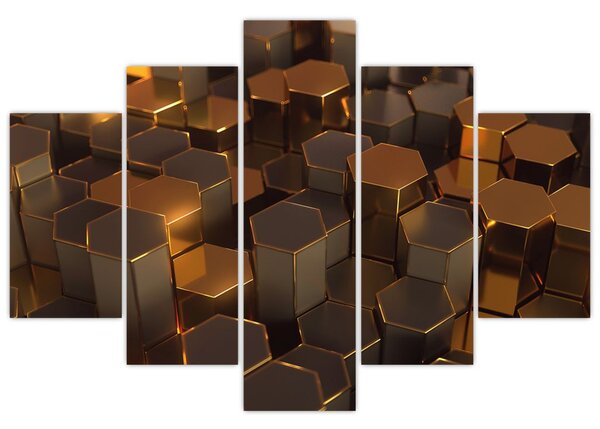 Tablou - Hexagoane de bronz (150x105 cm)