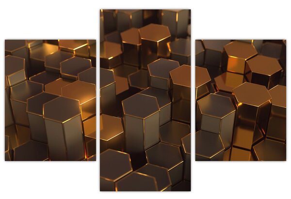 Tablou - Hexagoane de bronz (90x60 cm)