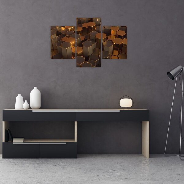 Tablou - Hexagoane de bronz (90x60 cm)