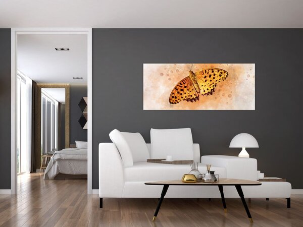 Tablou - Fluture portocaliu, aquarelă (120x50 cm)
