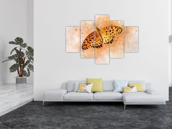 Tablou - Fluture portocaliu, aquarelă (150x105 cm)