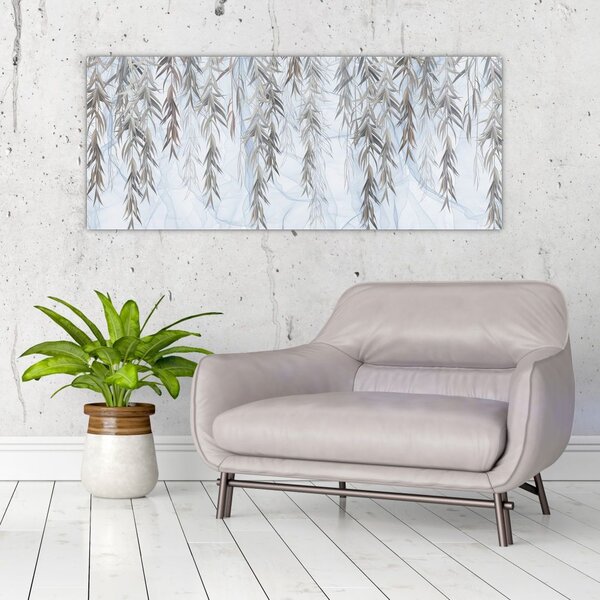 Tablou - Crenguțe de salcie fundal albastru (120x50 cm)
