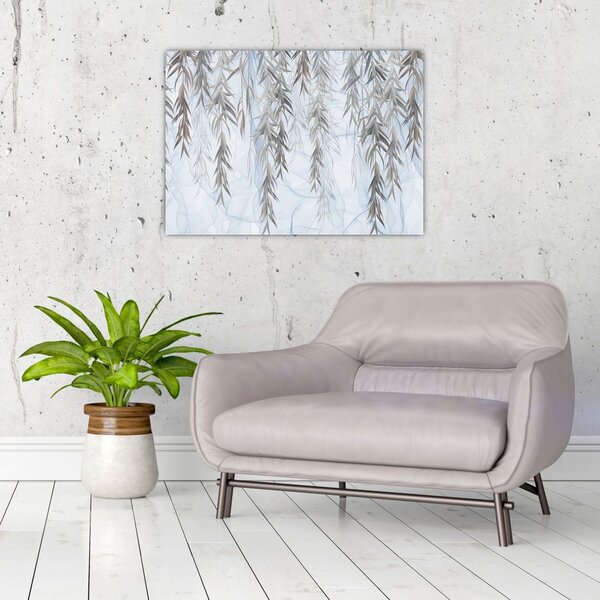 Tablou - Crenguțe de salcie fundal albastru (70x50 cm)