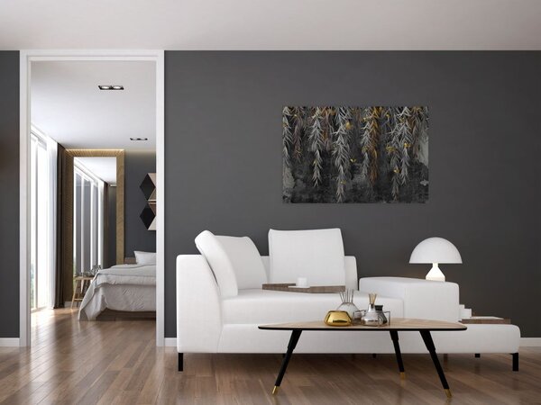 Tablou - Crenguțe de salcie, fundal negru (90x60 cm)