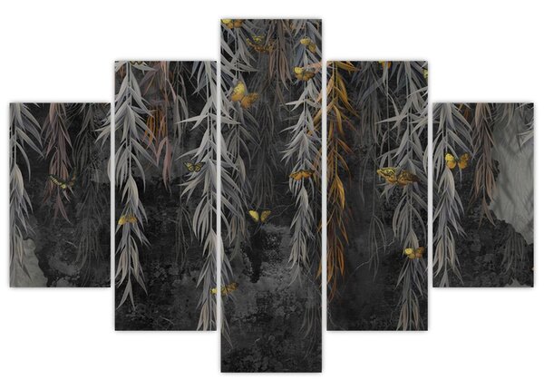 Tablou - Crenguțe de salcie, fundal negru (150x105 cm)