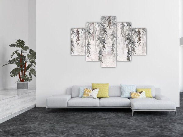 Tablou - Crenguțe de salcie, tencuiala gri (150x105 cm)
