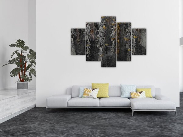 Tablou - Crenguțe de salcie, fundal negru (150x105 cm)
