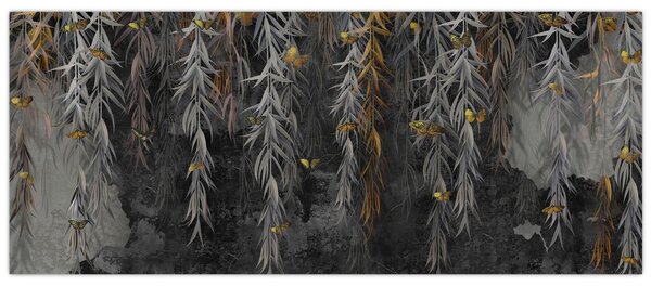 Tablou - Crenguțe de salcie, fundal negru (120x50 cm)