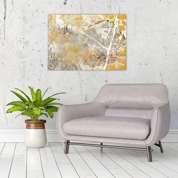 Tablou - Vintage perete cu flori (70x50 cm)