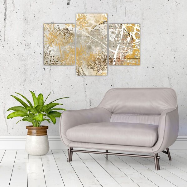 Tablou - Vintage perete cu flori (90x60 cm)