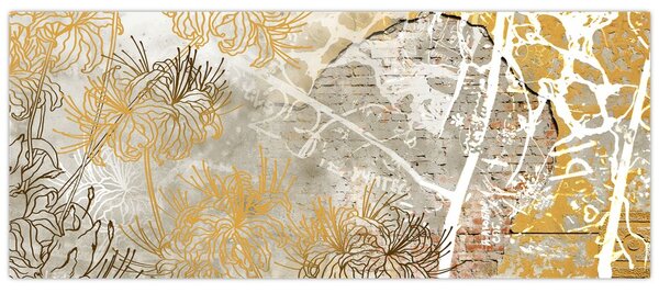 Tablou - Vintage perete cu flori (120x50 cm)