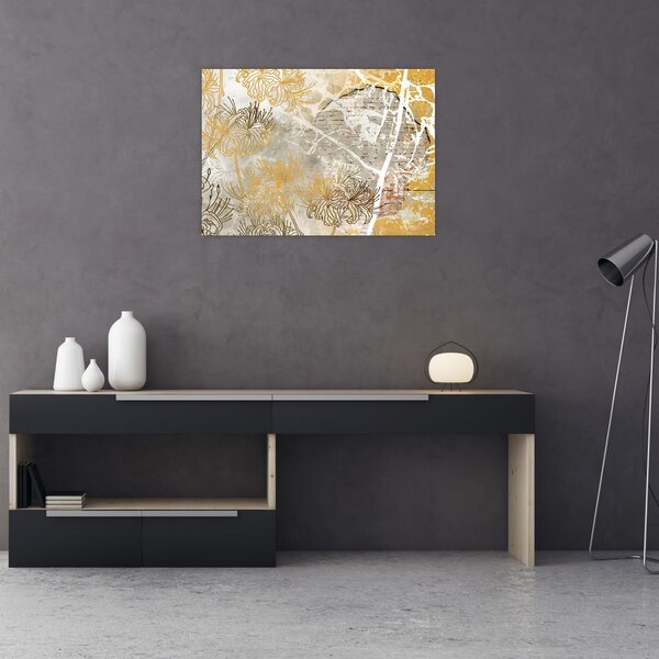 Tablou - Vintage perete cu flori (70x50 cm)