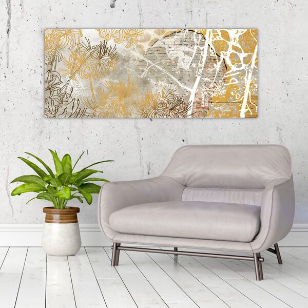 Tablou - Vintage perete cu flori (120x50 cm)