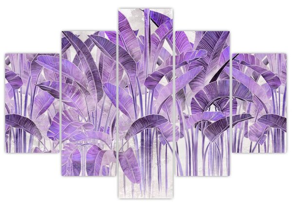 Tablou - Frunze violet în tencuială (150x105 cm)