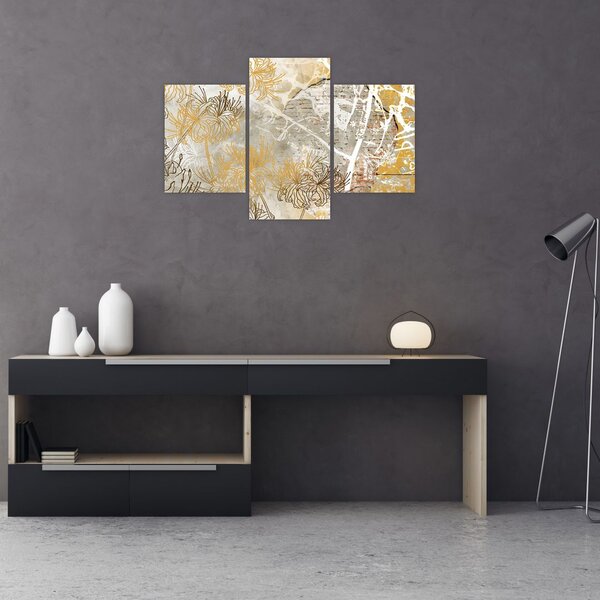 Tablou - Vintage perete cu flori (90x60 cm)
