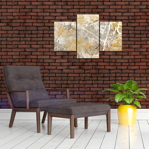 Tablou - Vintage perete cu flori (90x60 cm)