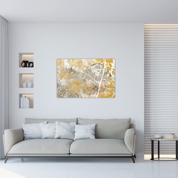 Tablou - Vintage perete cu flori (90x60 cm)