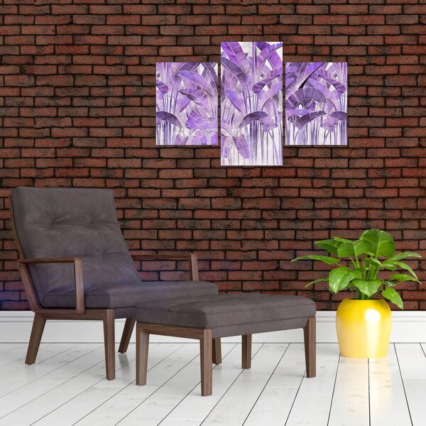 Tablou - Frunze violet în tencuială (90x60 cm)