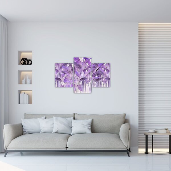 Tablou - Frunze violet în tencuială (90x60 cm)