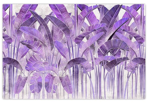 Tablou - Frunze violet în tencuială (90x60 cm)